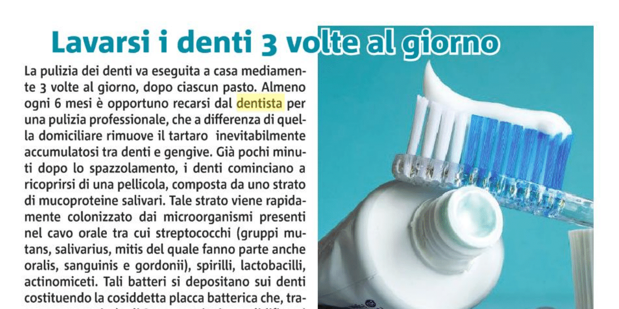 Lavare i denti 3 volte al dì Lavare i denti 3 volte al dì